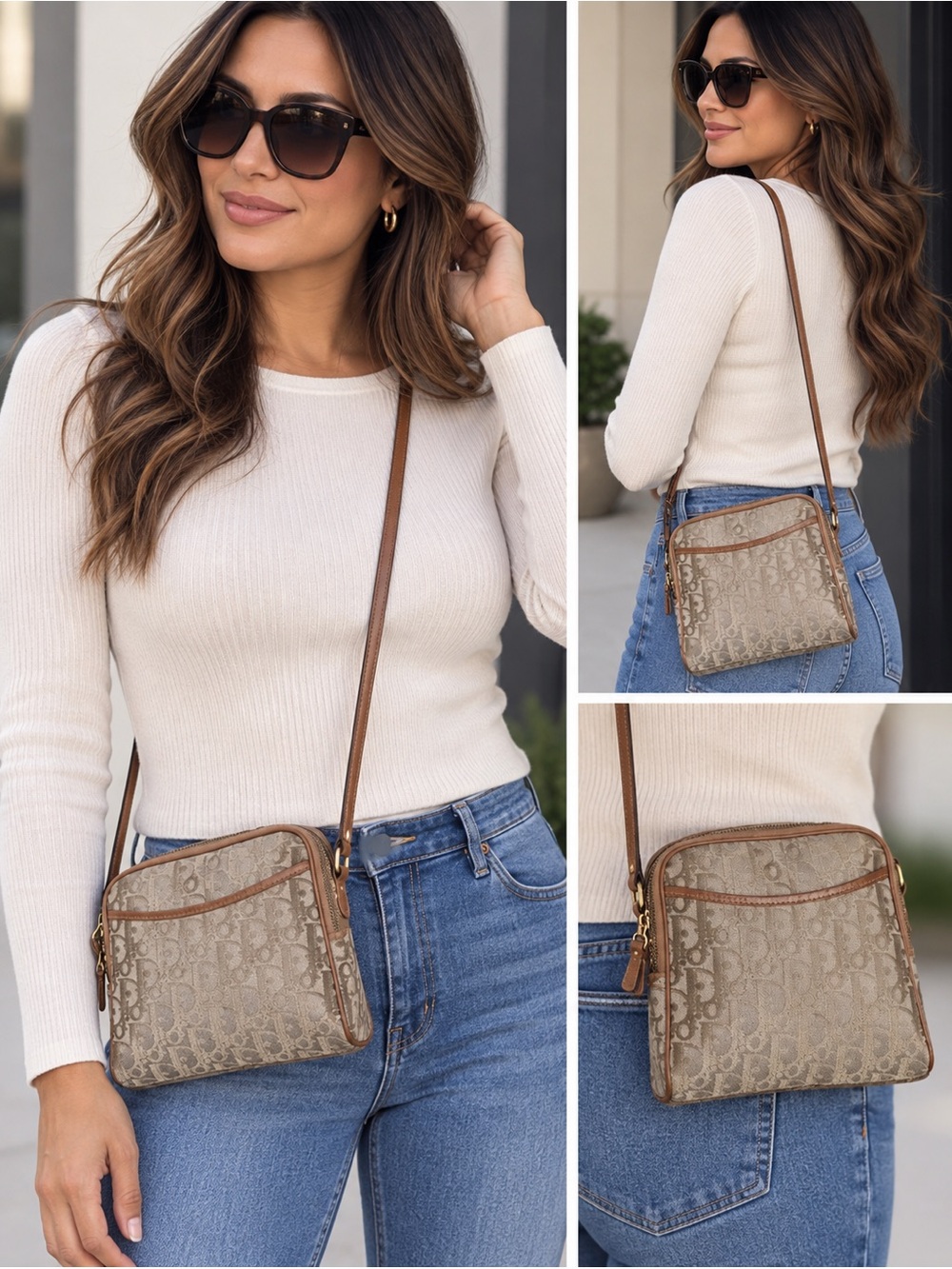 Dior Beige Trotter Crossbody with Tan Leather Trim